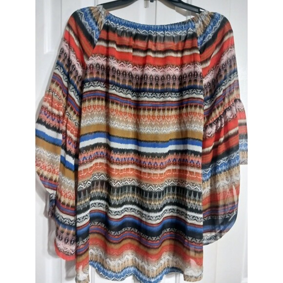 Women's New Directions Asymmetrical Sleeve Sheer Blouse Size M Top - Picture 7 of 7